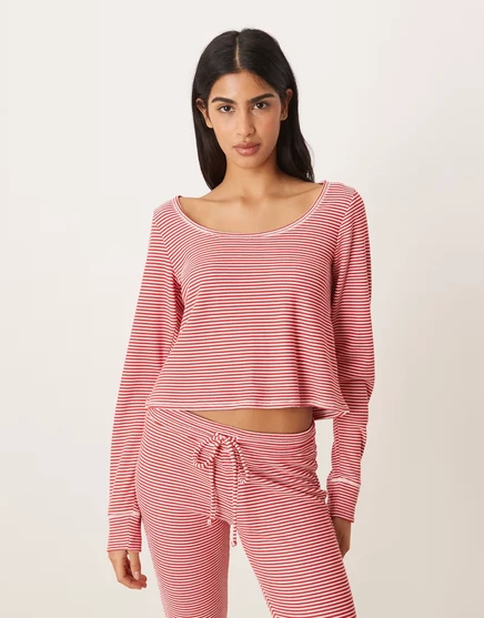 Женский кроп‑топ Hollister Gilly Hicks вафельный, красная в полоску