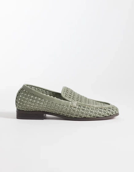 Женские лоферы ASOS Design Melva плетеные, фисташковые