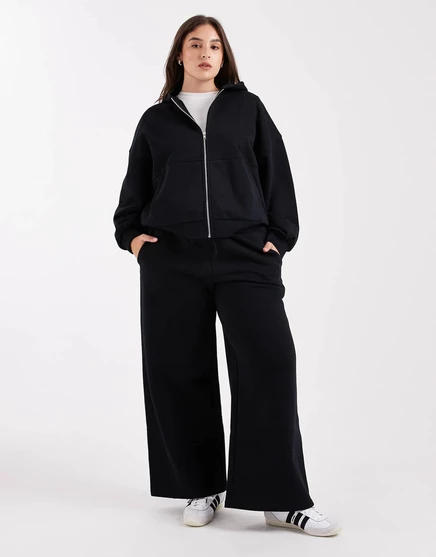 Спортивные брюки ASOS DESIGN Curve premium heavyweight 500gsm с широкими швами черного цвета black