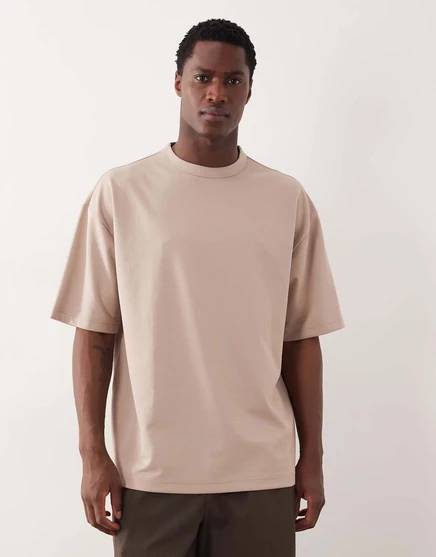 ДИЗАЙНЕРСКАЯ футболка breatheMAX heavyweight оверсайз от ASOS из смеси хлопка stone