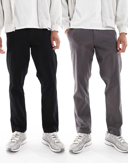 Брюки-чиносы свободного кроя Jack &Jones 2 pack kane черного и серого цветов black