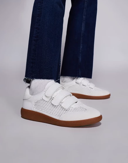 Кроссовки Steve Madden Momentum на липучке бело коричневого цвета
