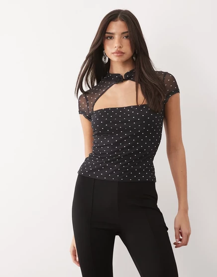 Женский топ ASOS Design с прорезью, в горох