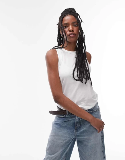 Мягкая свободная майка Topshop белого цвета white