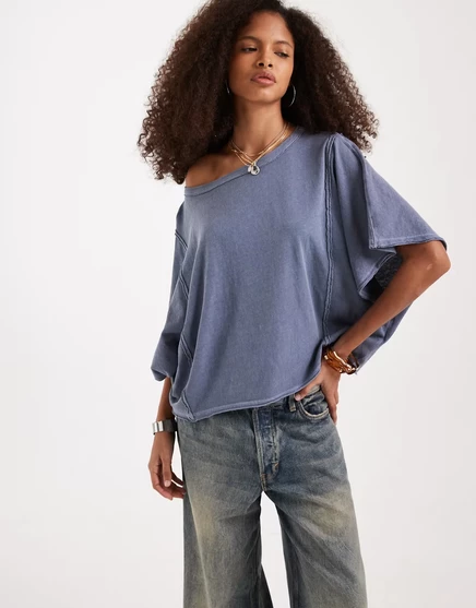 Укороченная футболка свободного кроя Free People next level цвета ночной тени nightshadow
