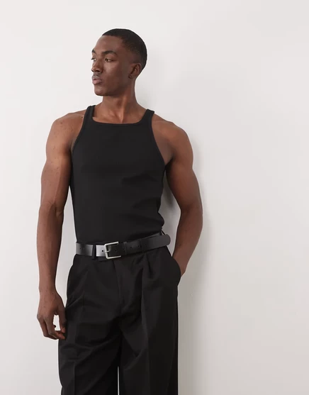 Мужская майка ASOS Design с высоким воротом, черная