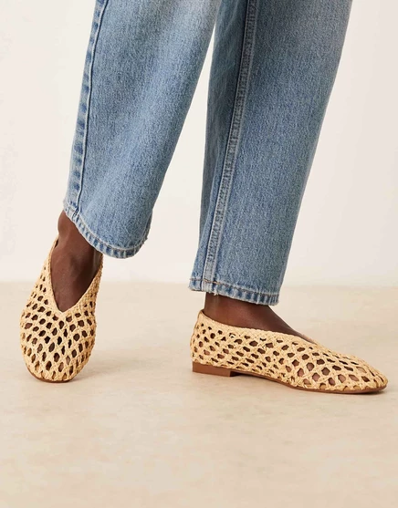 Женские балетки ASOS Design Linus плетеные, натуральные