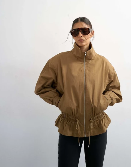 Женская куртка TopShop на молнии с кулиской, хаки