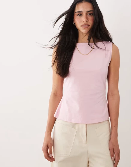 Женская майка ASOS Design с завязкой и разрезом, розовая