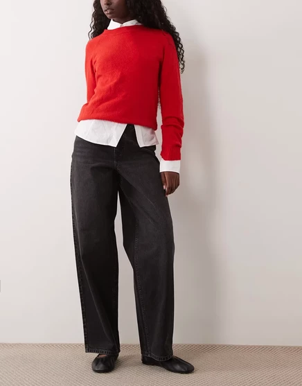 Женские джинсы Miss Selfridge багги, вареные черные