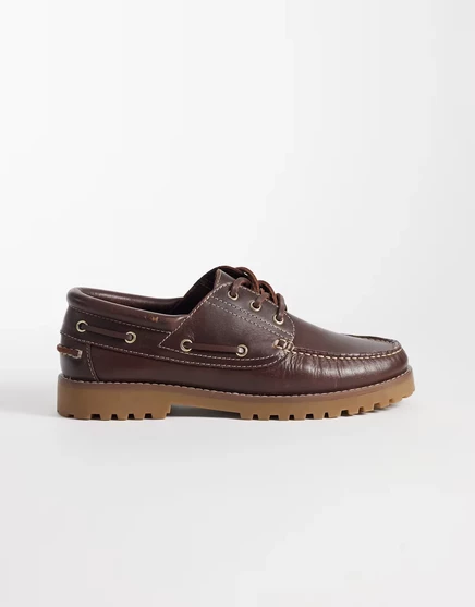Мужские мокасины Jack & Jones кожаные, шоколадные