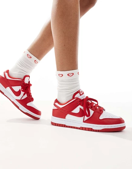 Кроссовки Nike Dunk Low белого и красного цветов white
