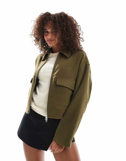 Лаконичная официальная куртка-бомбер ASOS DESIGN оливкового цвета olive