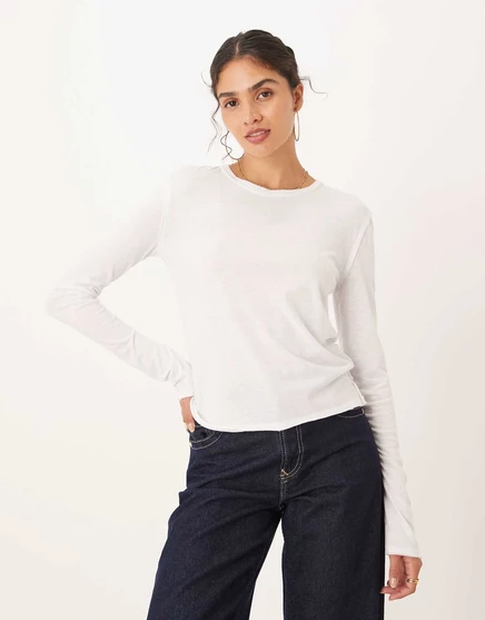 Футболка Free People Nova с длинным рукавом цвета слоновой кости ivory
