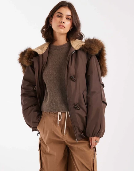 Парка-бомбер ASOS DESIGN коричневого цвета с застежкой-молнией brown