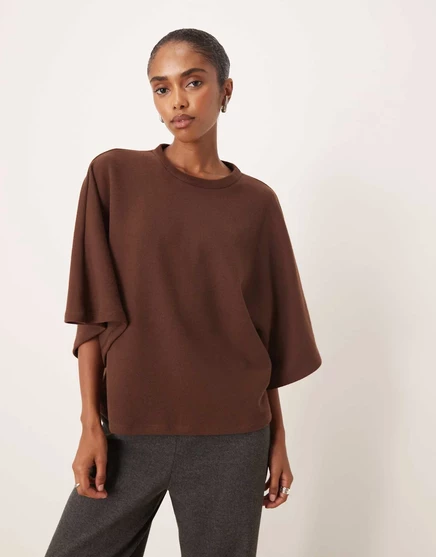 ДИЗАЙНЕРСКАЯ сверхмягкая футболка-накидка оверсайз от ASOS DESIGN chocolate