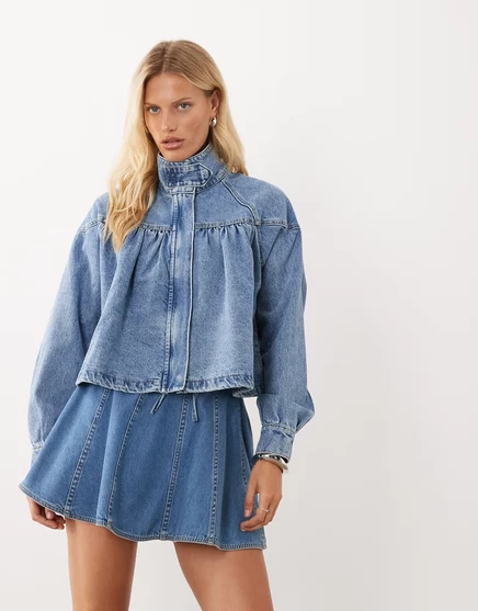 Женская джинсовая куртка ASOS Design, средне-голубая