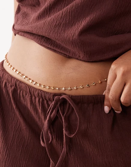Женский пояс-цепочка ASOS Curve со звездами, золотой