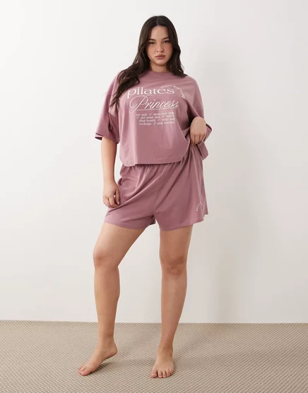 Женская пижама asos curve с принтом, розовая