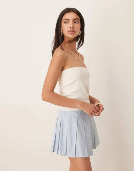 Топ-бандо из персикового хлопка с длинным рукавом кремового цвета от ASOS DESIGN cream
