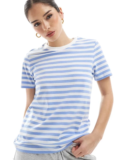 Облегающая футболка с коротким рукавом в бело-голубую полоску hydrangea stripe