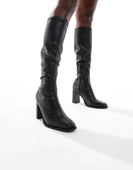 Черные сапоги до колен от London Rebel Paige  black pu