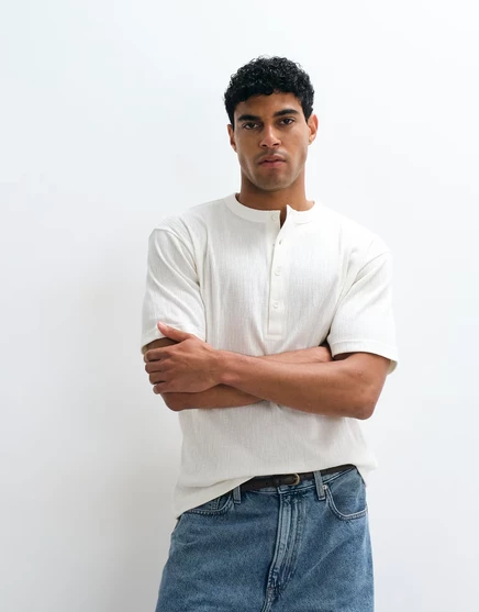 Мужская футболка ASOS Design relaxed с планкой Henley, кокосовая