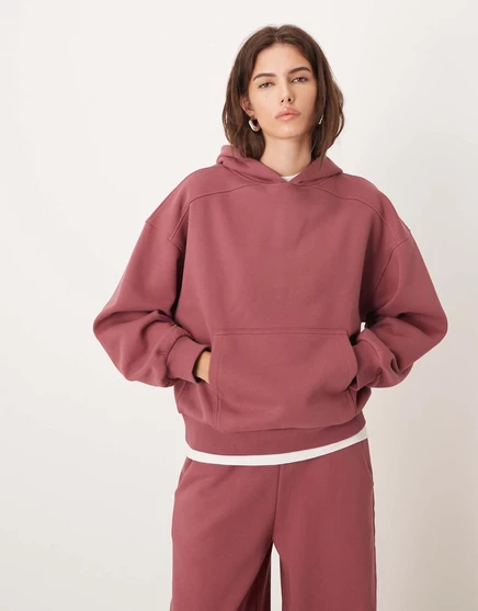 Толстовка ASOS DESIGN premium heavyweight 500gsm с капюшоном-баллончиком темно-розового цвета purple