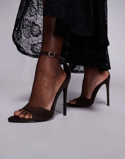 Босоножки SIMMI London Eavie на высоком каблуке из замши шоколадного цвета nubuck/suede chocolate