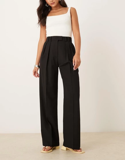 Женские брюки ASOS Design Tailored, широкие со складкой, черные