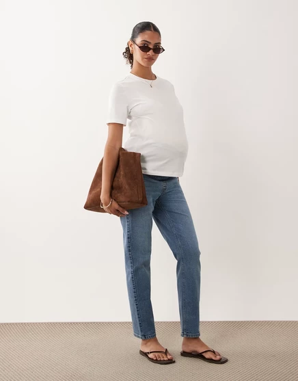 Джинсы для беременных Asos Maternity зауженные, голубые