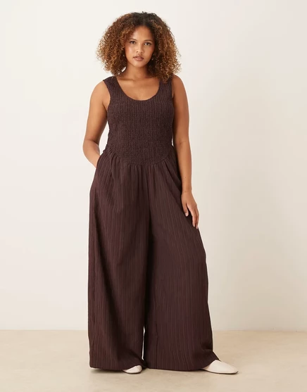 Женский комбинезон ASOS Curve с круглым вырезом, коричневый