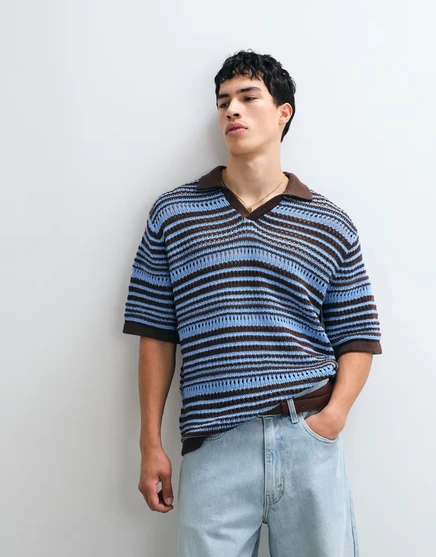 Мужская поло ASOS Design трикотажная с V‑вырезом и градиентом, многоцветная