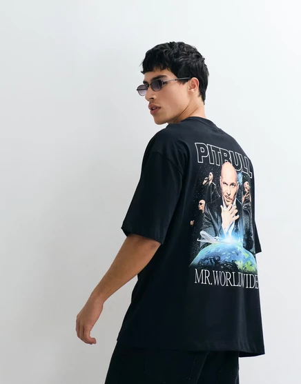 Мужская футболка ASOS Design оверсайз с принтом питбуль, черная