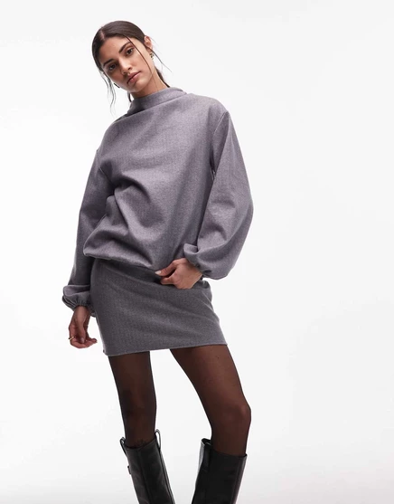 Женское платье ASOS Design с объемными рукавами, серое