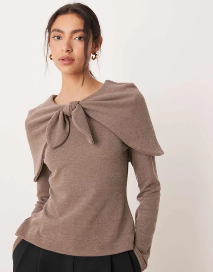 Дизайнерский свитер ASOS с супермягкой завязкой на плече цвета мокко coffee