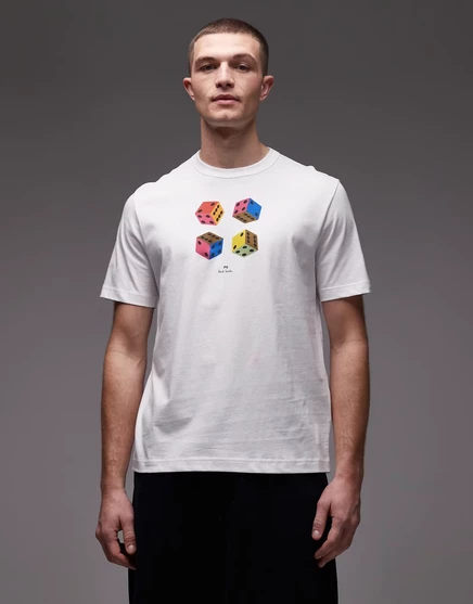 Футболка с принтом PS Paul Smith dice белого цвета white