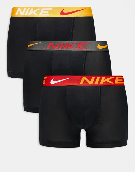 Черные плавки Nike Essential из микрофибры, 3 штуки, с красными/серыми/желтыми поясами, черный - uni red/ coo