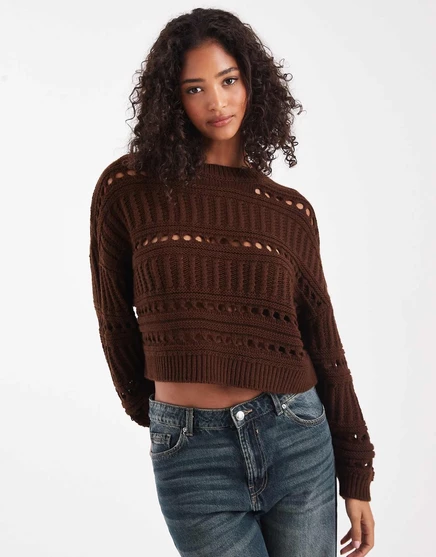 Женский текстурный свитер Miss Selfridge, шоколадный