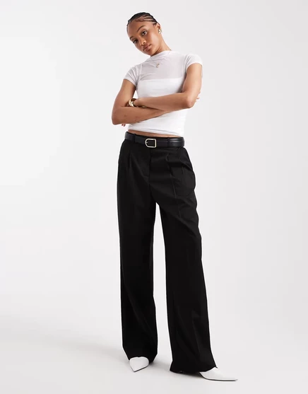 Брюки Vero Moda Tall dad fit черного цвета, сшитые на заказ