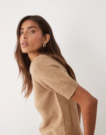 Детская футболка из полушерстяной ткани ASOS DESIGN в цвете mushroom mushroom
