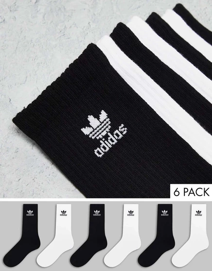 Носки adidas Originals Trefoil 6 пар в упаковке, черные и белые white