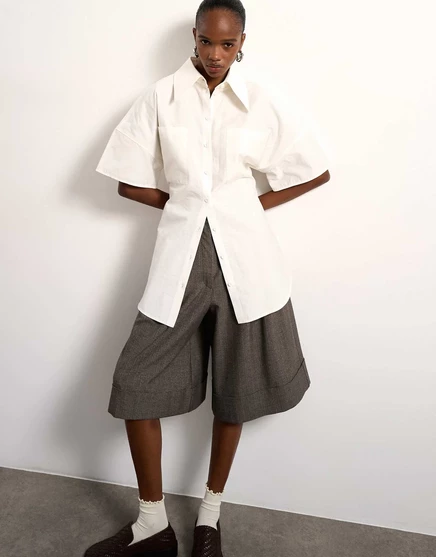 Женская рубашка TopShop Tolu Coker с коротким рукавом, экрю