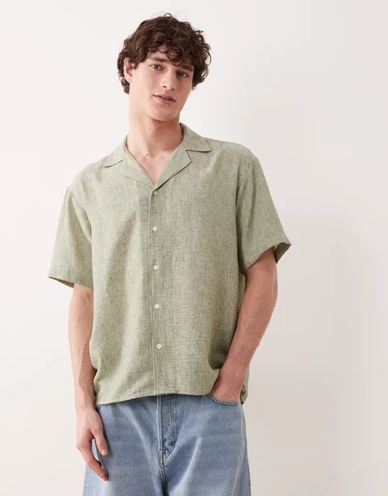 Мужская рубашка Jack & Jones короткий рукав, зеленая