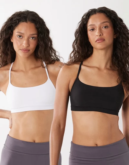Укороченный топ с замочной скважиной из хлопка Active 2 pack черно-белого цвета.