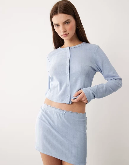 Женский кардиган ASOS Design pointelle с кружевом, синий