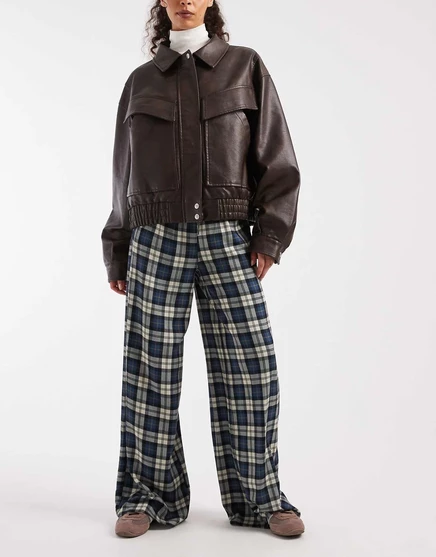 Дизайнерские брюки ASOS с широкими штанинами в матовую клетку blue check