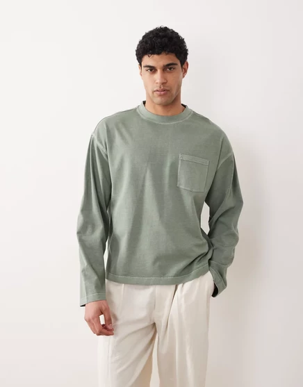 Мужская плотная футболка ASOS DESIGN коробчатая, зеленая