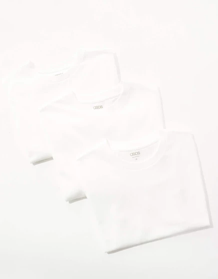 Футболка ASOS DESIGN 3 pack essential с круглым вырезом горловины белого цвета white