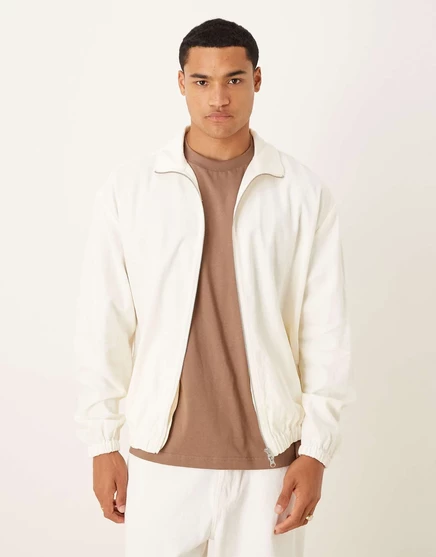 Спортивная куртка оверсайз из льняной смеси премиум-класса ASOS DESIGN белого цвета white